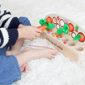 Wooden Carrots & Magnetic Fishing Game - Fine motor skills toys