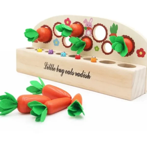 Wooden Carrots & Magnetic Fishing Game - Fine motor skills toys