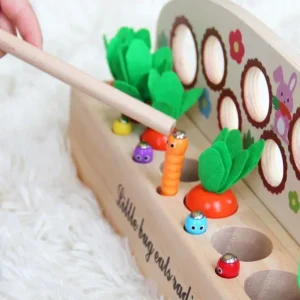 Wooden Carrots & Magnetic Fishing Game - Fine motor skills toys