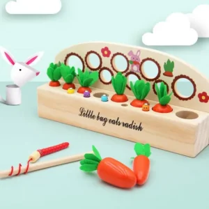 Wooden Carrots & Magnetic Fishing Game - Fine motor skills toys