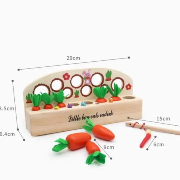 Wooden Carrots & Magnetic Fishing Game - Fine motor skills toys