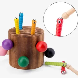 Wooden Catch Mushroom and Worms Game- Fine motor skills toys