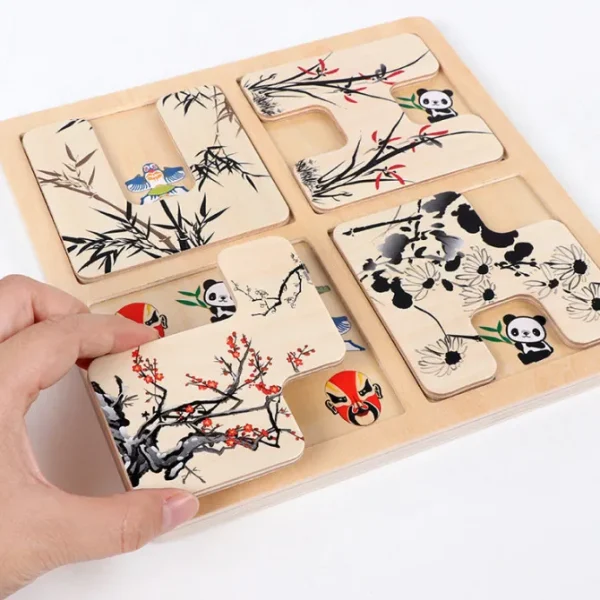 Wooden Chinese Cultural Puzzle - Fine motor skills toys