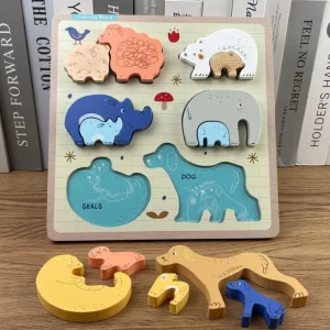 Wooden 3D Fruit/Animals/Tools Puzzle