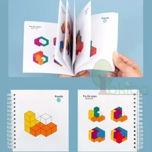 Wooden 3D Logical Puzzle Cube with Book - Open Ended Wooden Toys