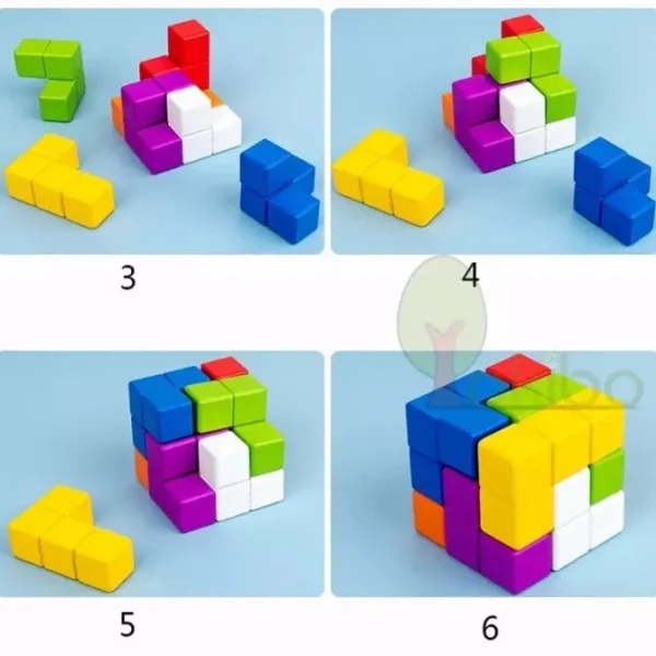 Wooden 3D Logical Puzzle Cube with Book - Open Ended Wooden Toys