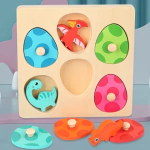 Wooden Dinosaur Puzzle - Guess who I am! Fine motor skills toys