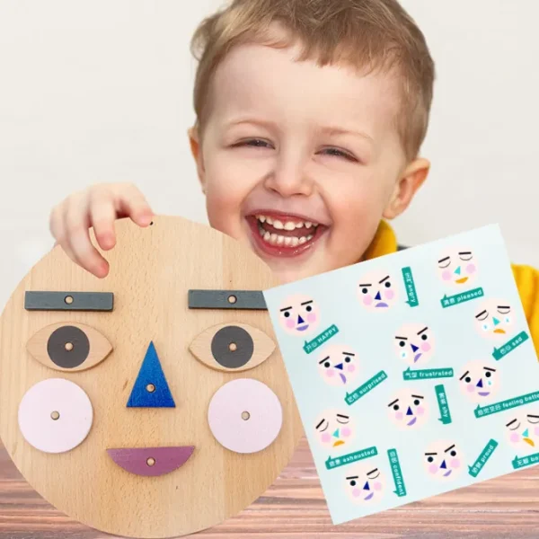 Wooden Emoji Game - Emoticon Blocks Speech therapy toys