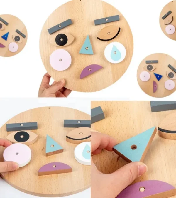 Wooden Emoji Game - Emoticon Blocks Speech therapy toys