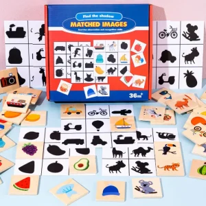 Wooden Find the Shadow Matched Images Game - Mathematics toys