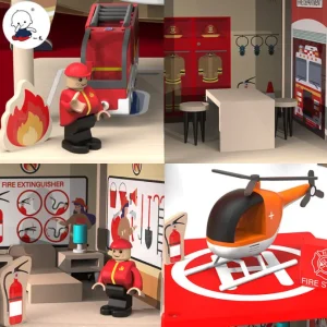 Wooden Fire Station Role Play - Open Ended Play Toys