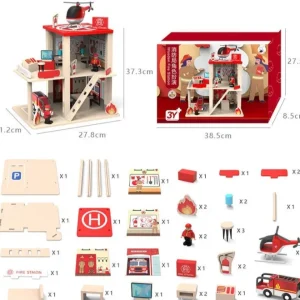 Wooden Fire Station Role Play - Open Ended Play Toys