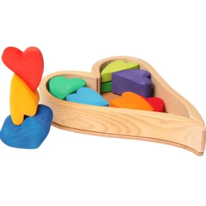 Wooden Heart Blocks Set- Open ended wooden toys