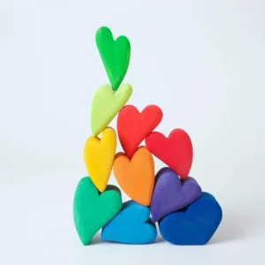 Wooden Heart Blocks Set- Open ended wooden toys