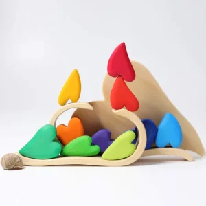 Wooden Heart Blocks Set- Open ended wooden toys