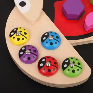 Wooden Ladybug Fishing and Shapes Game-Fine motor skills toys