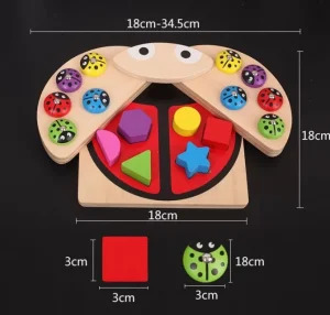 Wooden Ladybug Fishing and Shapes Game-Fine motor skills toys