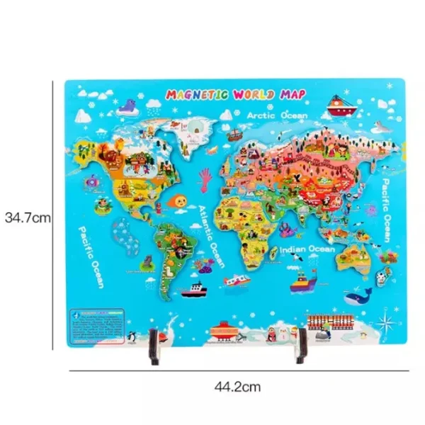 Wooden Magnetic World Map Puzzle- Mathematics toys