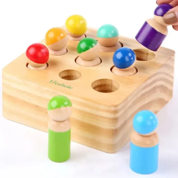 Wooden Montessori Peg People Sensory Toy- Fine motor skills toys