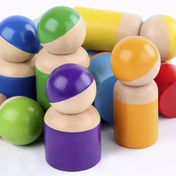 Wooden Montessori Peg People Sensory Toy- Fine motor skills toys