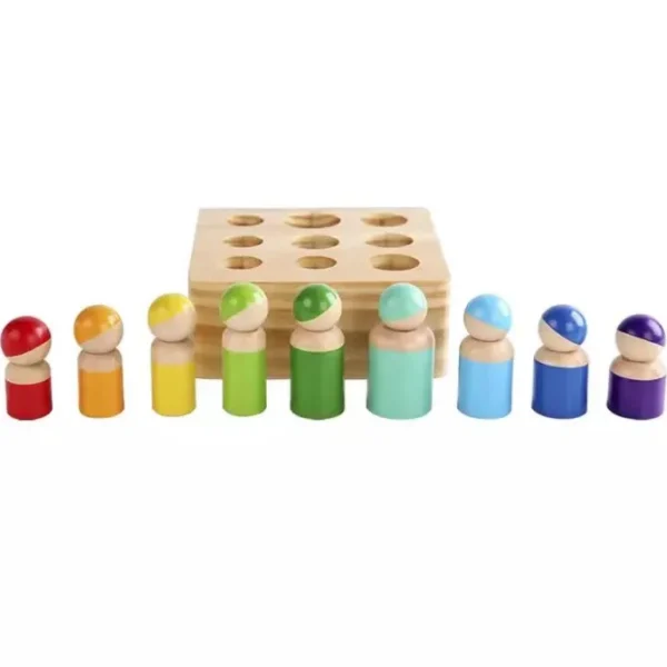 Wooden Montessori Peg People Sensory Toy- Fine motor skills toys