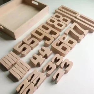 Wooden Number Building Blocks - Natural finish Open ended wooden toys