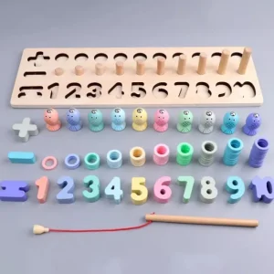 Wooden Number Counting Board- Number and Fishing-Mathematics Educational Toys