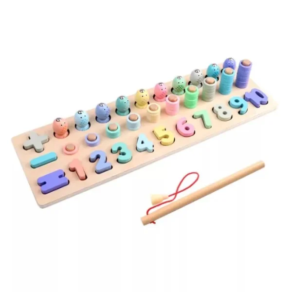 Wooden Number Counting Board- Number and Fishing-Mathematics Educational Toys