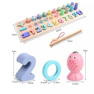 Wooden Number Counting Board- Number and Fishing-Mathematics Educational Toys