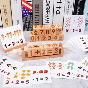 Wooden Number matching / Word Pair Learning Mathematics toys Open ended wooden toys