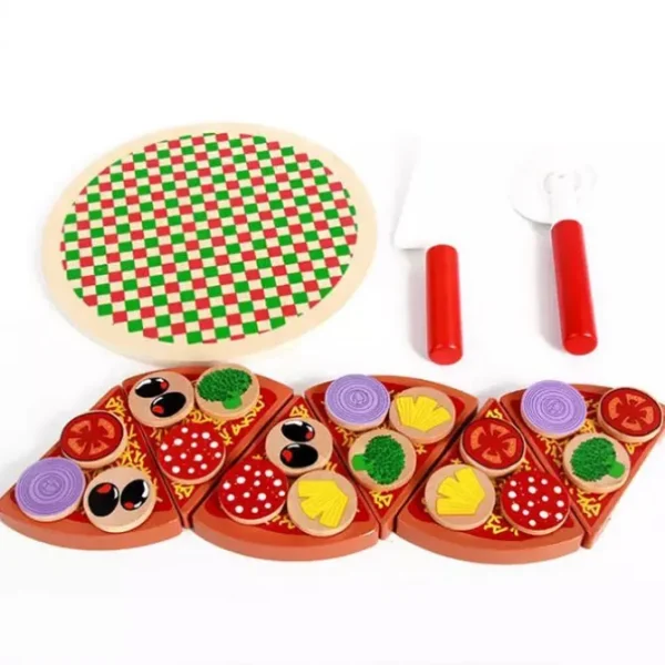 Wooden Pizza Play Set- Fine motor skills toys