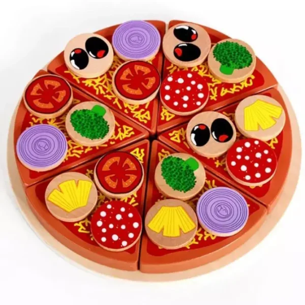 Wooden Pizza Play Set- Fine motor skills toys