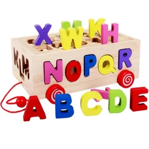 Wooden Pulling Toys Car Letters/Numbers/Shapes-Fine motor skills toys