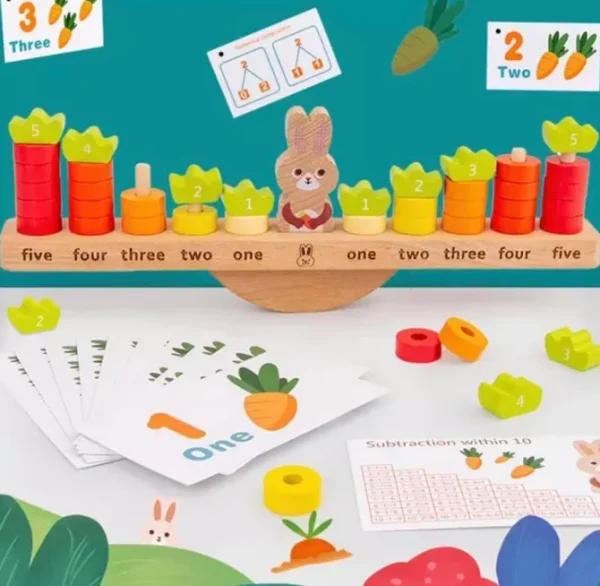 Wooden Rabbit Balance Counting- Mathematics toys