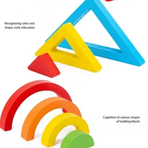 Wooden Rainbow Block Puzzle with Cards - Mathematics through imaginative play