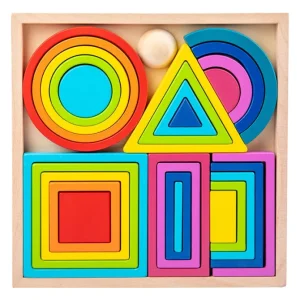 Wooden Rainbow Colour Building Blocks Set - Open ended wooden toys