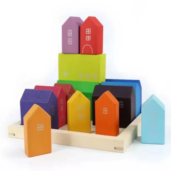 Wooden Rainbow Houses - Open ended wooden toys