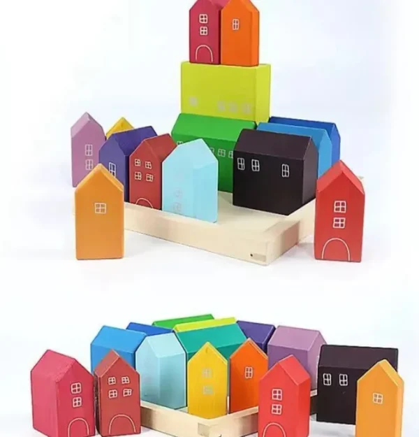 Wooden Rainbow Houses - Open ended wooden toys