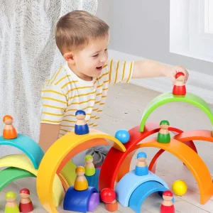 Wooden Rainbow Toys Set - Open endend play collection