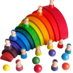 Wooden Rainbow Toys Set - Open endend play collection