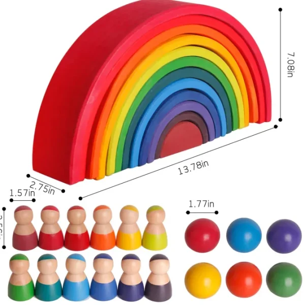 Wooden Rainbow Toys Set - Open endend play collection