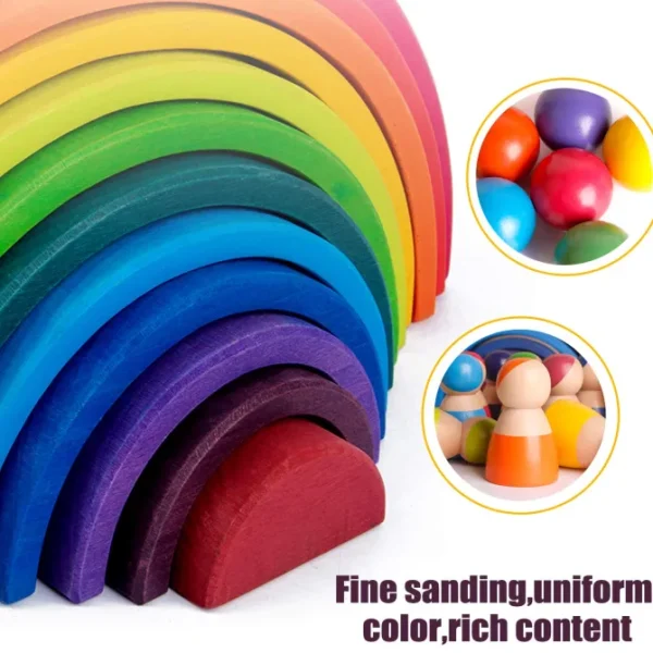 Wooden Rainbow Toys Set - Open endend play collection