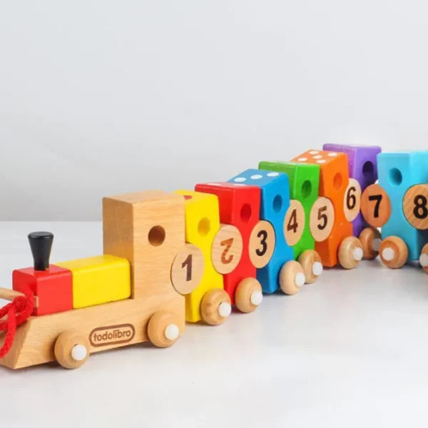 Wooden Thread String Number Train -Fine motor skills toys