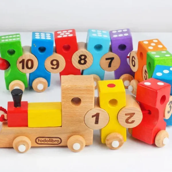 Wooden Thread String Number Train -Fine motor skills toys