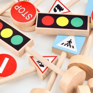 Wooden Traffic Safety Signs - Open ended wooden toys