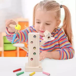 Wooden Tree and Catch Worms Game-Fine motor skills toys