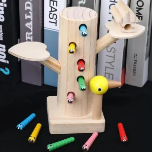 Wooden Tree and Catch Worms Game-Fine motor skills toys