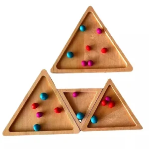 Wooden Triangle Sensory Play Tray Set Of 4 - Montessori Educational Wooden Toys