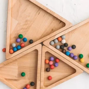 Wooden Triangle Sensory Play Tray Set Of 4 - Montessori Educational Wooden Toys