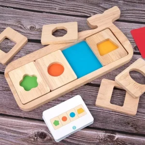 Wooden Whale Shape Colour Match Game-Mathematics toys